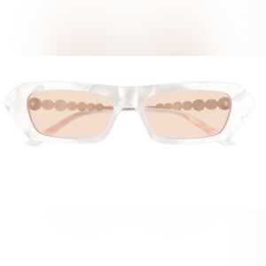 Gucci Style #GG0642S Mother Of Pearl Style Sunglasses Silver Gemstone Frame $565